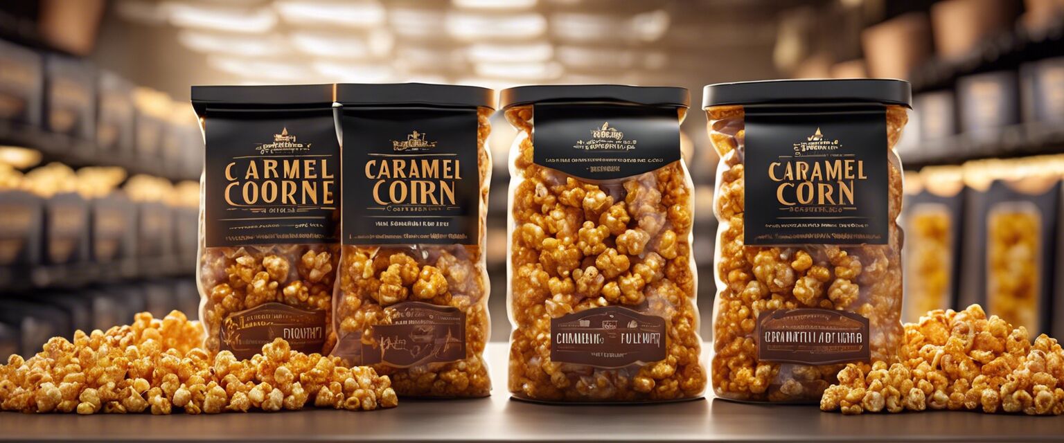 Packaged caramel corn products